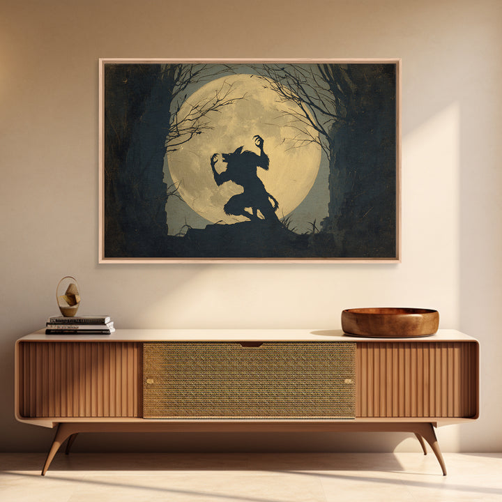The Moon-Cursed Werewolf, Romantic Gothic Landscape, Landscape Wall Art, Gothic Horror Wall Art, Framed Canvas Print