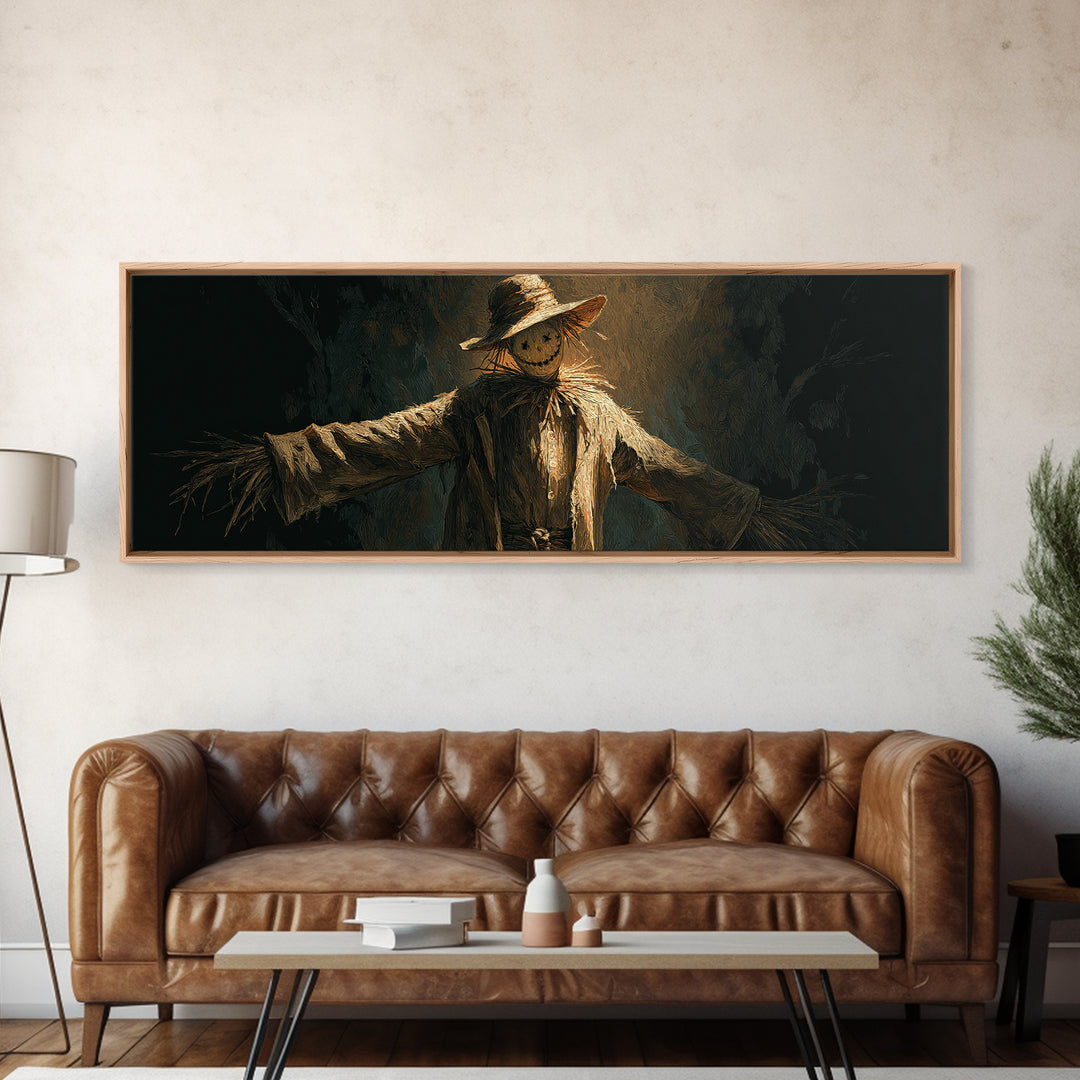 The Living Scarecrow, Visionary Gothic Art, Extra Wide Wall Art, Dark Halloween Decor, Canvas Print, Halloween Wall Art