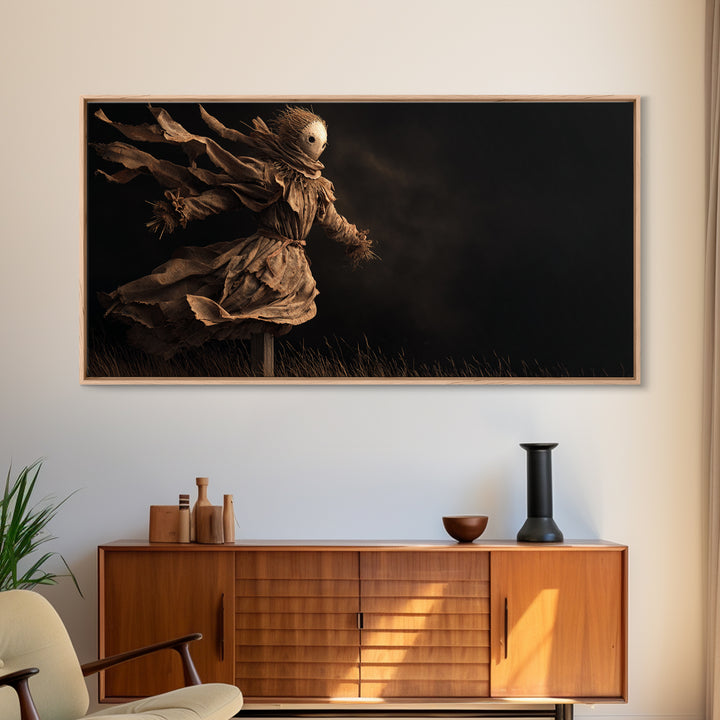 The Living Scarecrow, Apocalyptic Romantic Art, Wide Panoramic Art, Gothic Horror Wall Art, Canvas Print, Halloween Wall Art