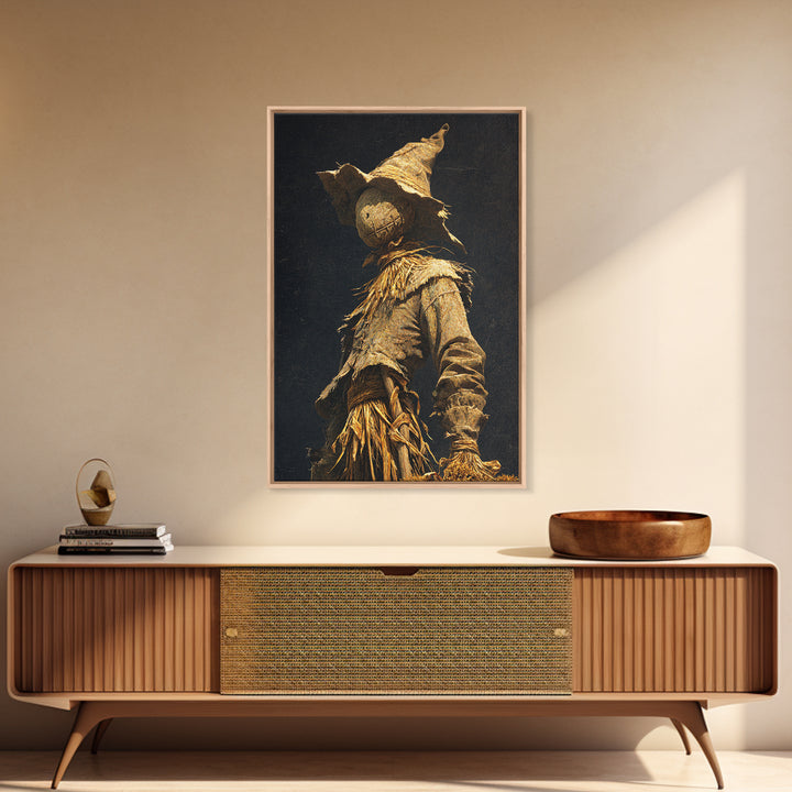 The Living Scarecrow, Ornate Symbolist Art, Vertical Wall Art, Dark Halloween Decor, Canvas Print, Halloween Wall Art