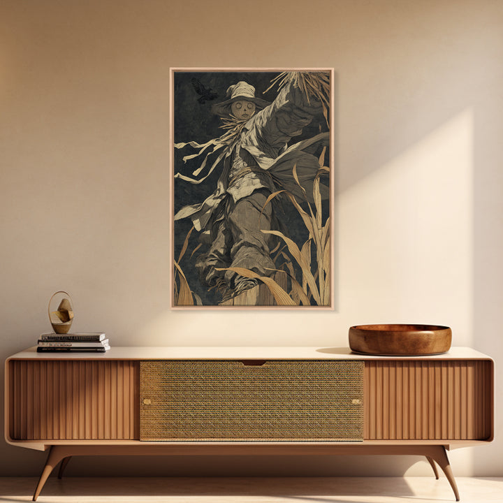 The Living Scarecrow, Dark Symbolist Art, Vertical Wall Art, Dark Halloween Decor, Canvas Print, Halloween Wall Art