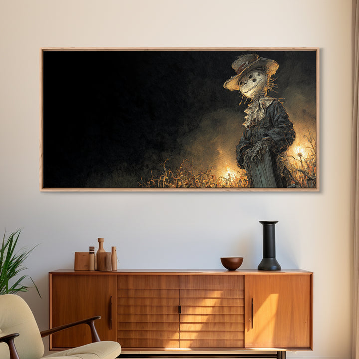 The Living Scarecrow, Grotesque Carnival Art, Wide Panoramic Art, Macabre Wall Art, Canvas Print, Halloween Wall Art