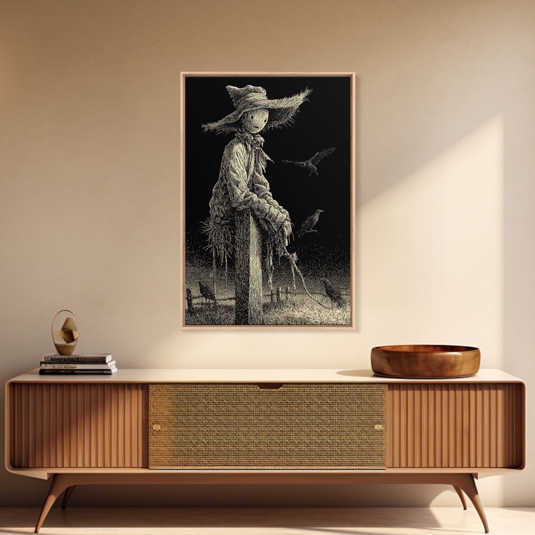 The Living Scarecrow, Victorian Macabre Art, Vertical Wall Art, Dark Halloween Decor, Canvas Print, Halloween Wall Art