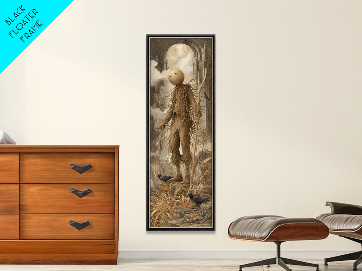 The Living Scarecrow, Surreal Apocalyptic Art, Tall Narrow Wall Art, Dark Fantasy Wall Art, Framed Canvas Print, Halloween Wall Art