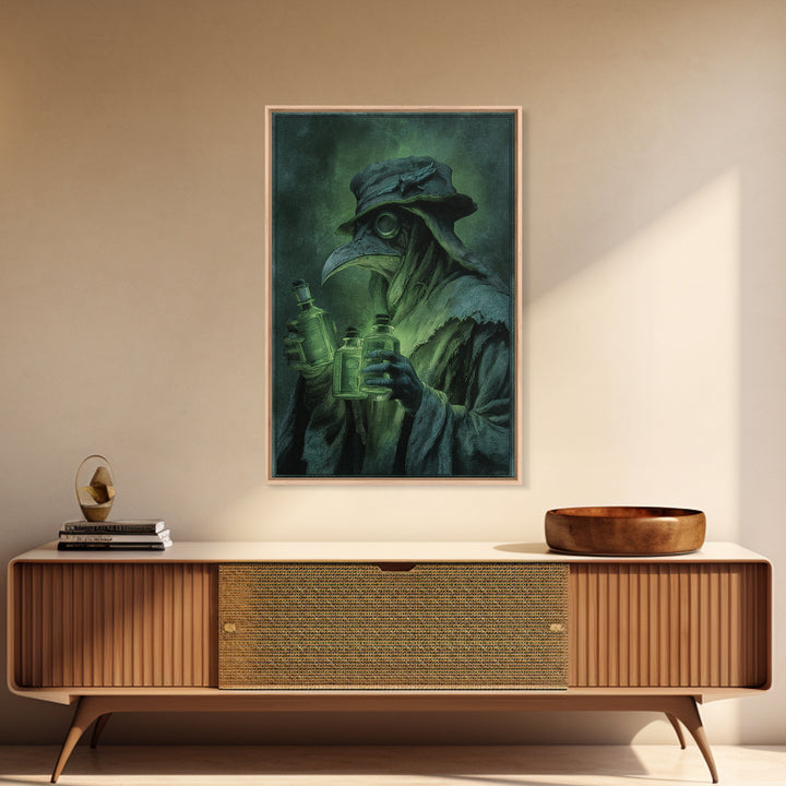 The Plague Doctor, Dark Renaissance Art, Vertical Wall Art, Dark Fantasy Wall Art, Framed Canvas Print, Halloween Wall Art