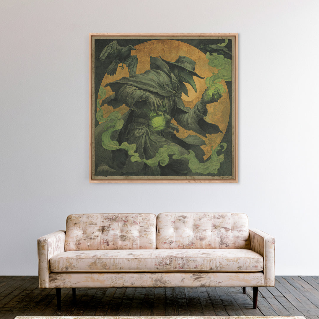 The Plague Doctor, Danse Macabre Art, Square Wall Art, Macabre Wall Art, Canvas Print, Halloween Wall Art