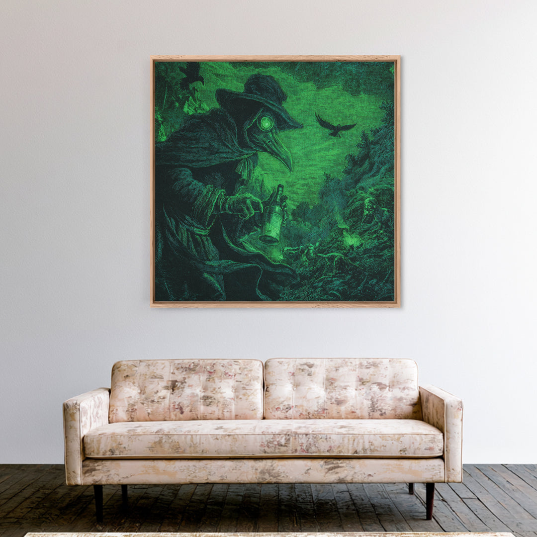 The Plague Doctor, Baroque Witchcraft Art, Square Wall Art, Gothic Horror Wall Art, Canvas Print, Halloween Wall Art, Spooky Wall Decor