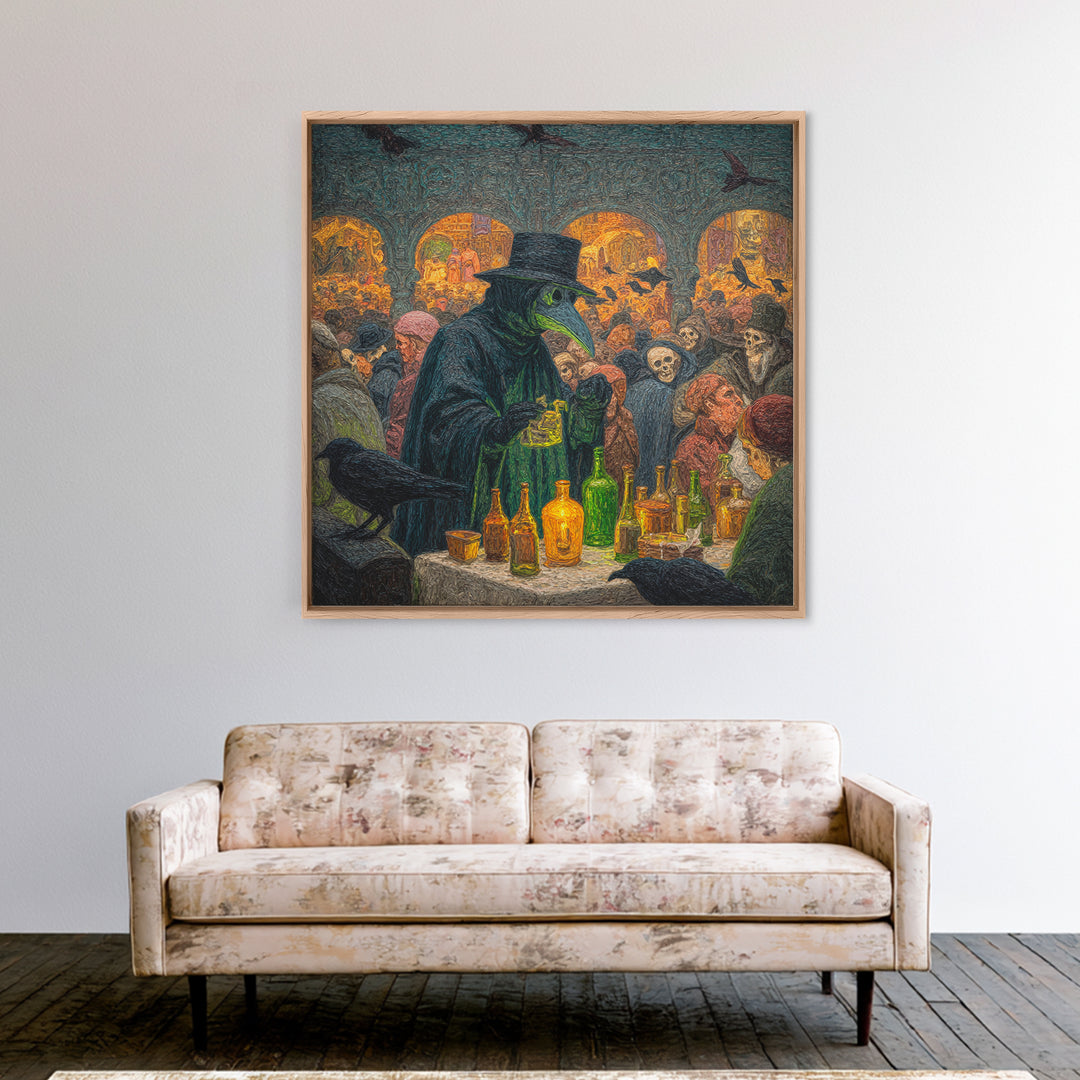 The Plague Doctor, Grotesque Carnival Art, Square Wall Art, Dark Halloween Decor, Canvas Print, Halloween Wall Art, Horror Wall Art