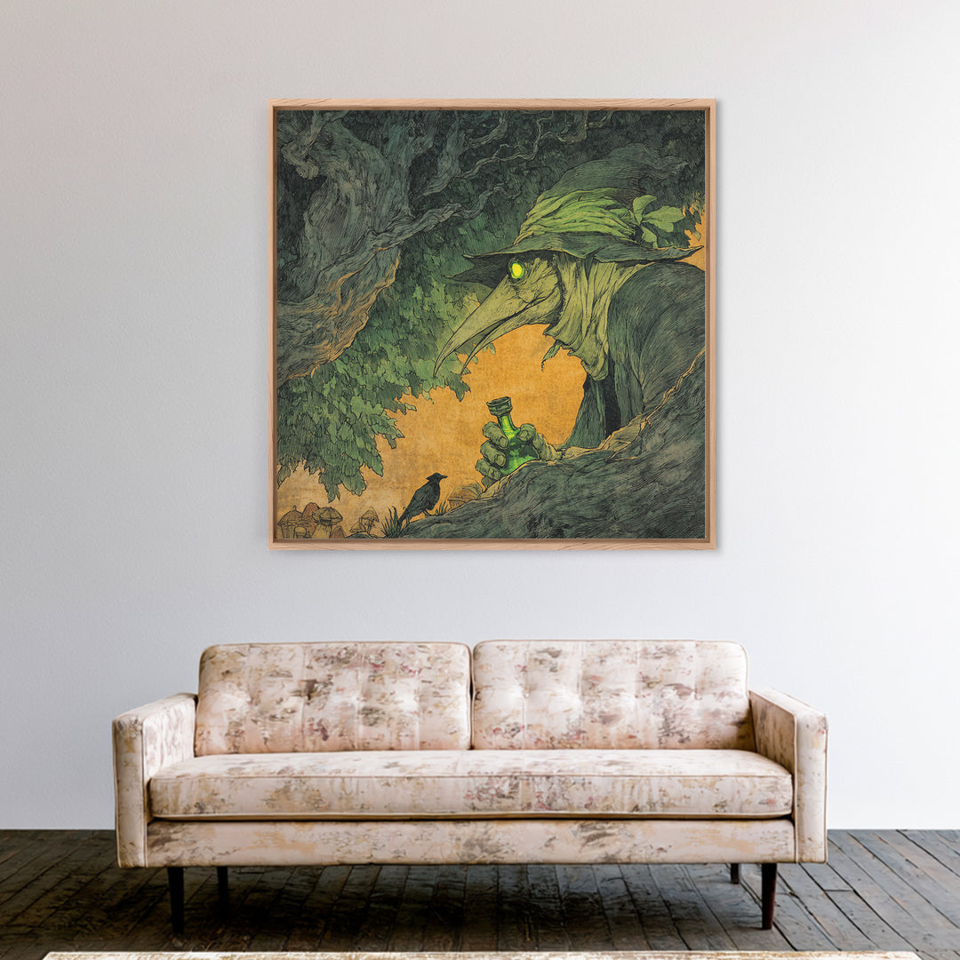 The Plague Doctor, Gothic Storybook Art, Square Wall Art, Macabre Wall Art, Canvas Print, Halloween Wall Art, Horror Wall Art
