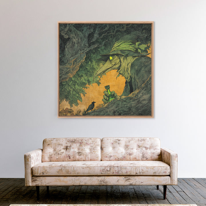 The Plague Doctor, Gothic Storybook Art, Square Wall Art, Macabre Wall Art, Canvas Print, Halloween Wall Art, Horror Wall Art