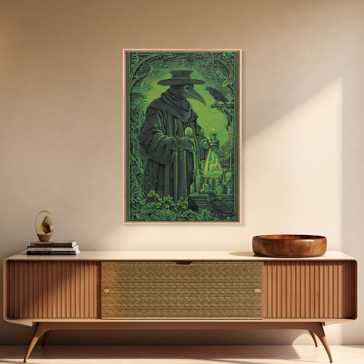 The Plague Doctor, Victorian Macabre Art, Vertical Wall Art, Gothic Horror Wall Art, Framed Canvas Print, Halloween Wall Art