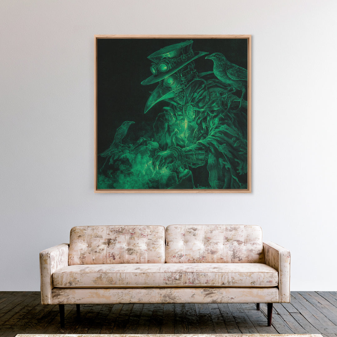 The Plague Doctor, Biomechanical Horror Art, Square Wall Art, Dark Halloween Decor, Canvas Print, Halloween Wall Art, Gothic Home Decor