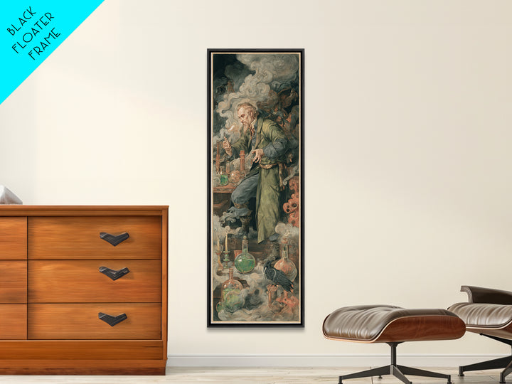 The Mad Alchemist, Dark Renaissance Art, Tall Narrow Wall Art, Dark Fantasy Wall Art, Canvas Print, Halloween Wall Art