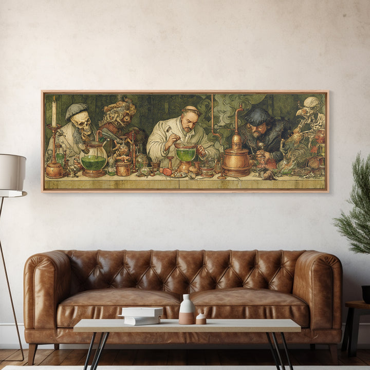 The Mad Alchemist, Danse Macabre Art, Extra Wide Wall Art, Gothic Horror Wall Art, Canvas Print, Halloween Wall Art
