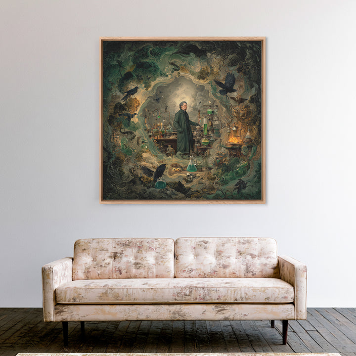 The Mad Alchemist, Baroque Witchcraft Art, Square Wall Art, Gothic Horror Wall Art, Canvas Print, Halloween Wall Art