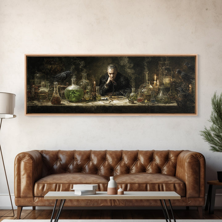 The Mad Alchemist, Dark Romantic Horror Art, Extra Wide Wall Art, Dark Fantasy Wall Art, Canvas Print, Halloween Wall Art