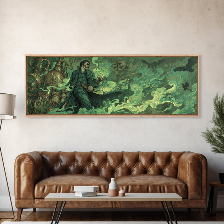 The Mad Alchemist, Decadent Gothic Art, Extra Wide Wall Art, Macabre Wall Art, Canvas Print, Halloween Wall Art, Halloween Decor