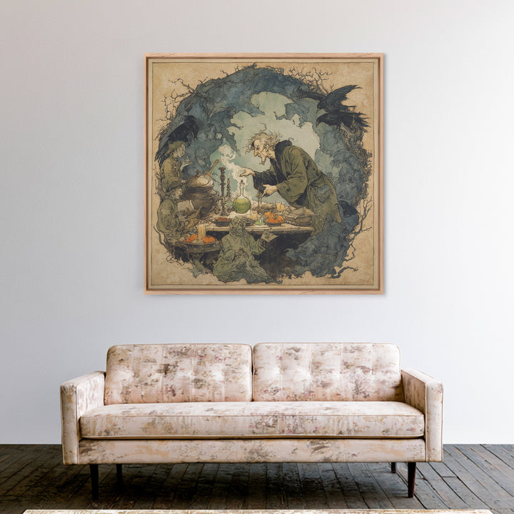 The Mad Alchemist, Gothic Storybook Art, Square Wall Art, Dark Fantasy Wall Art, Framed Canvas Print, Halloween Wall Art