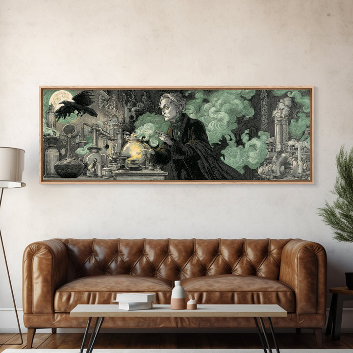 The Mad Alchemist, Victorian Macabre Art, Extra Wide Wall Art, Dark Halloween Decor, Canvas Print, Halloween Wall Art, Gothic Home Decor