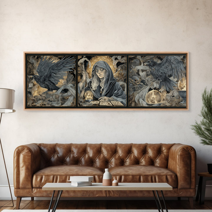 The Midnight Fortune Teller, Visionary Gothic Art, Extra Wide Wall Art, Gothic Horror Wall Art, Framed Canvas Print