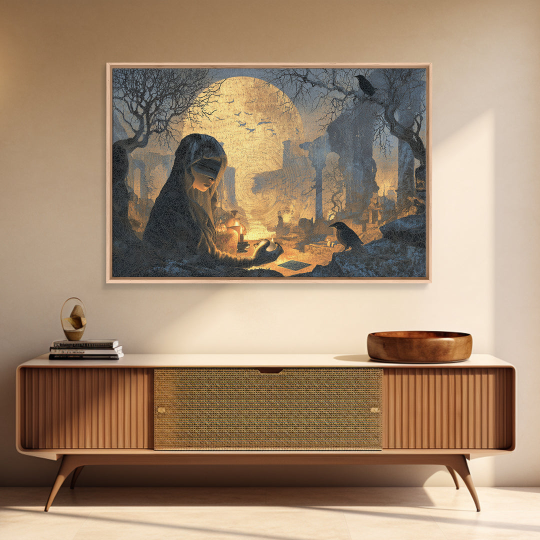 The Midnight Fortune Teller, Romantic Gothic Landscape, Landscape Wall Art, Dark Fantasy Wall Art, Canvas Print