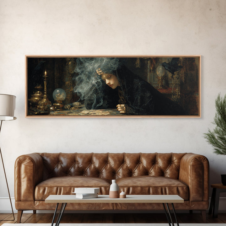 The Midnight Fortune Teller, Ornate Symbolist Art, Extra Wide Wall Art, Gothic Horror Wall Art, Canvas Print, Halloween Wall Art