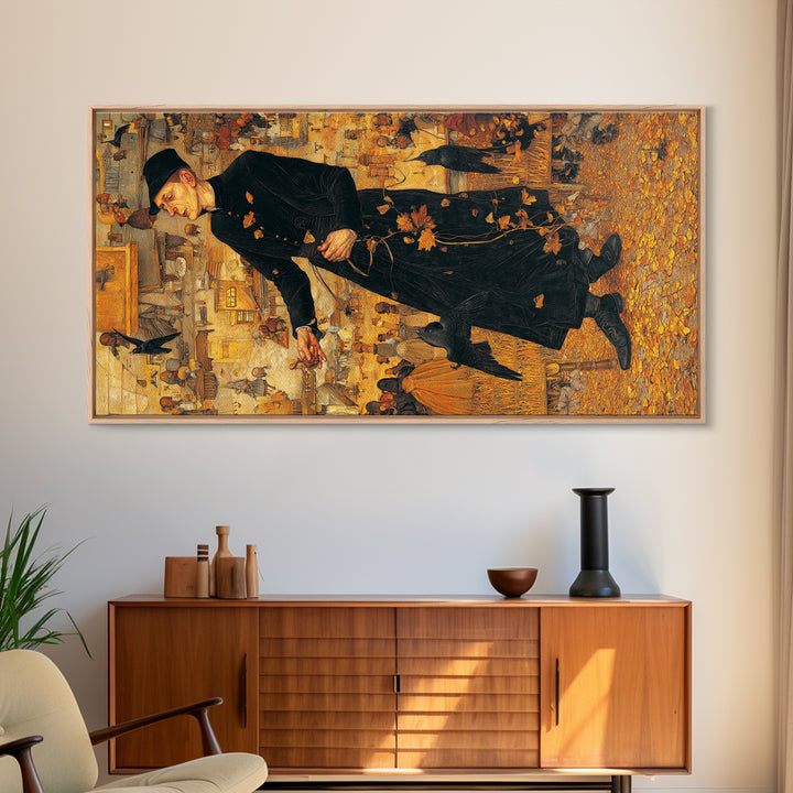 The Sinister Undertaker, Northern Renaissance Horror, Wide Panoramic Art, Macabre Wall Art, Canvas Print, Halloween Wall Art