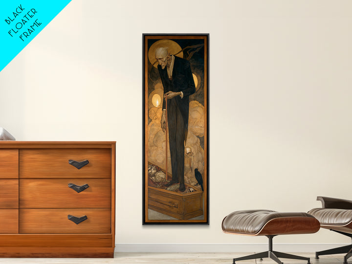 The Sinister Undertaker, Dark Renaissance Art, Tall Narrow Wall Art, Dark Fantasy Wall Art, Framed Canvas Print, Halloween Decor
