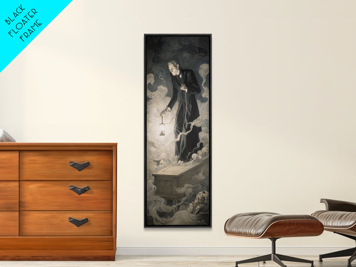 The Sinister Undertaker, Gothic Nightmare Art, Tall Narrow Wall Art, Gothic Horror Wall Art, Canvas Print, Halloween Wall Art