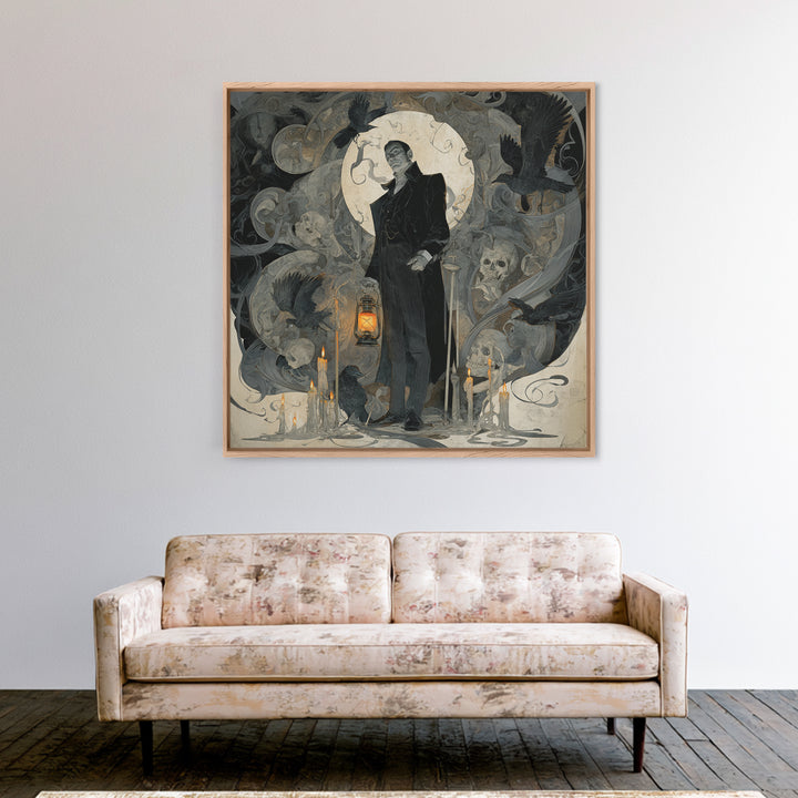 The Sinister Undertaker, Decadent Gothic Art, Square Wall Art, Dark Fantasy Wall Art, Canvas Print, Halloween Wall Art