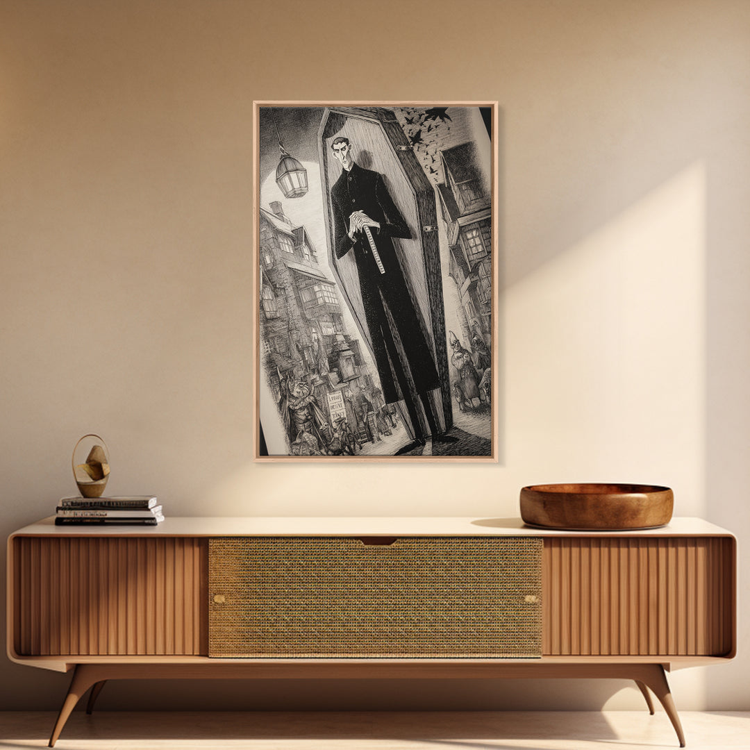 The Sinister Undertaker, Victorian Macabre Art, Vertical Wall Art, Macabre Wall Art, Canvas Print, Halloween Wall Art, Gothic Home Decor