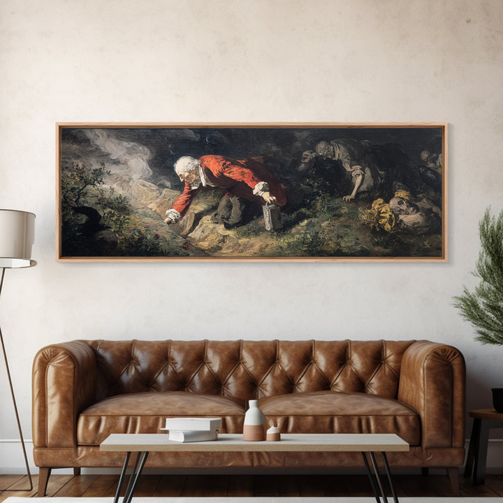 The Lantern Gravedigger, Gothic Nightmare Art, Extra Wide Wall Art, Dark Fantasy Wall Art, Canvas Print, Halloween Wall Art