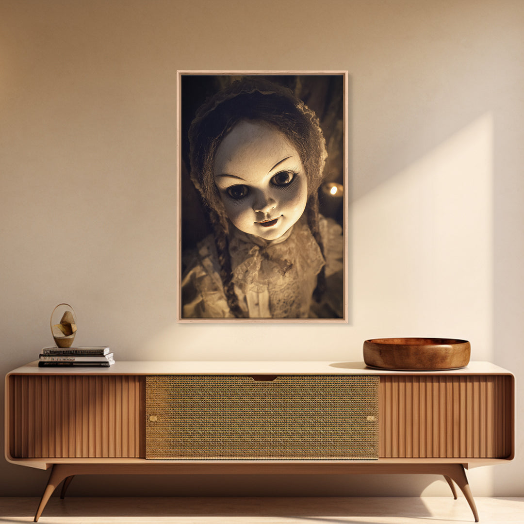 The Haunted Porcelain Doll, Victorian Macabre Art, Vertical Wall Art, Dark Halloween Decor, Canvas Print, Halloween Wall Art