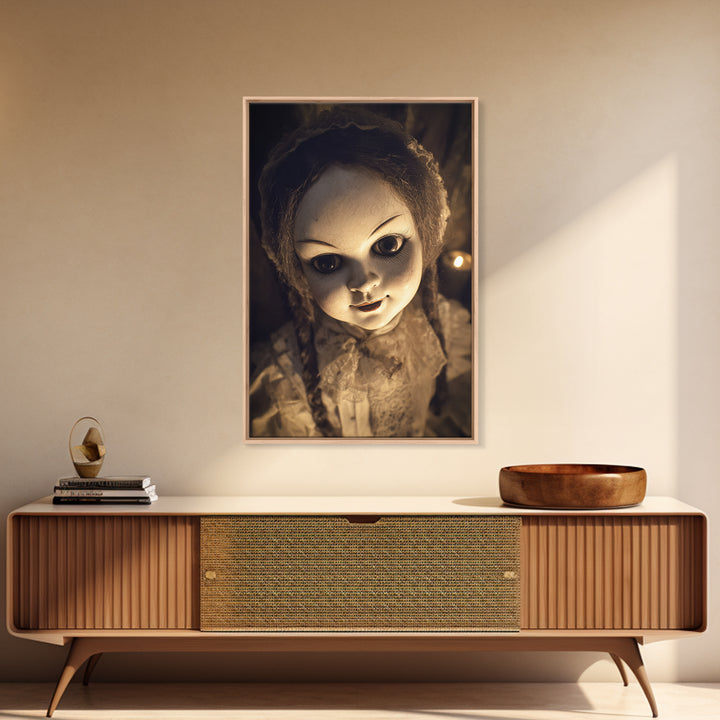 The Haunted Porcelain Doll, Victorian Macabre Art, Vertical Wall Art, Dark Halloween Decor, Canvas Print, Halloween Wall Art