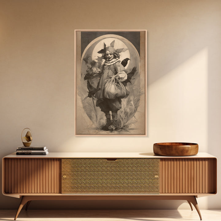 The Masked Candy Collector, Decadent Gothic Art, Vertical Wall Art, Dark Fantasy Wall Art, Framed Canvas Print, Halloween Wall Art