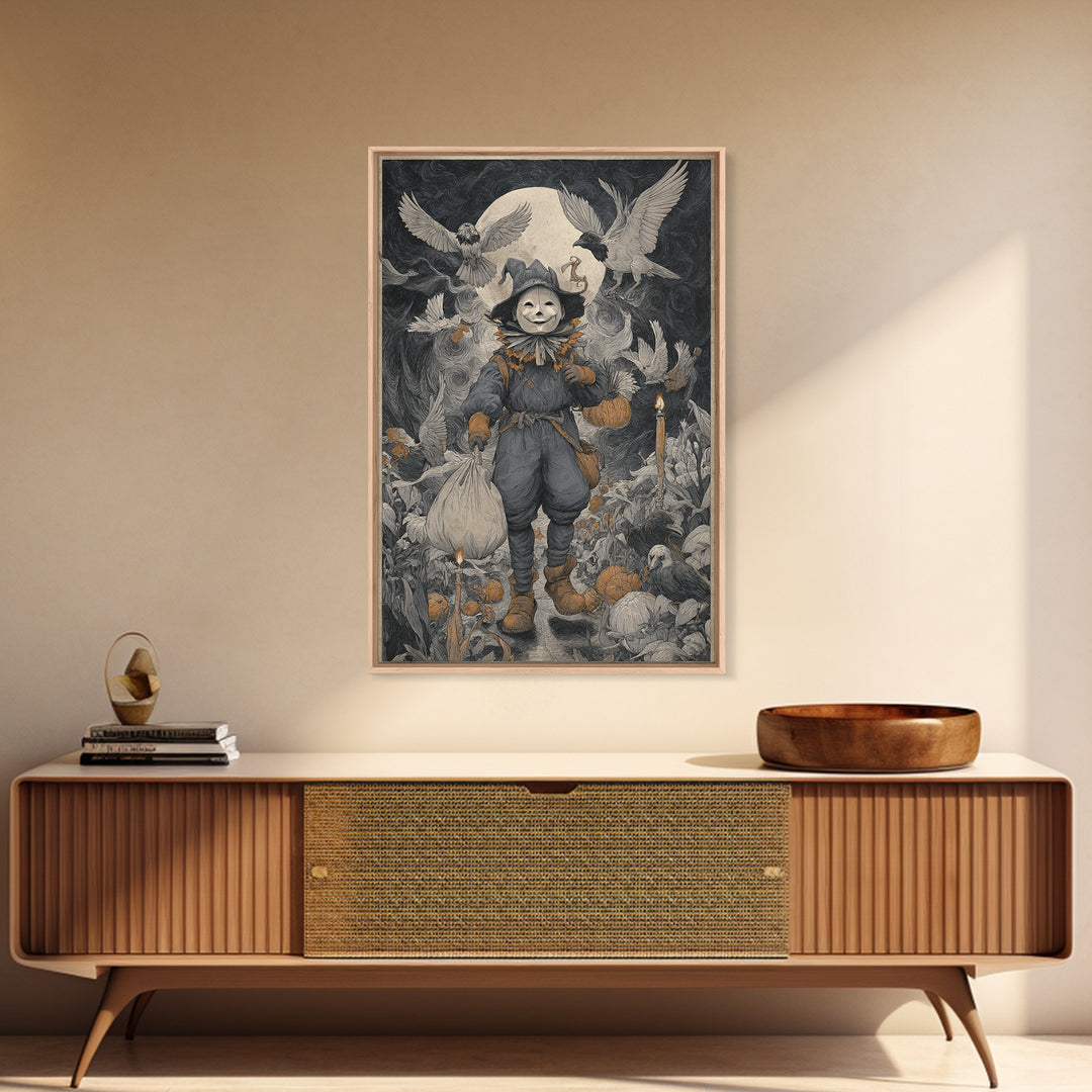 The Masked Candy Collector, Expressionist Gothic Art, Vertical Wall Art, Dark Fantasy Wall Art, Canvas Print, Halloween Wall Art