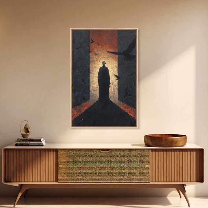 The Shadow Person, Visionary Gothic Art, Vertical Wall Art, Dark Fantasy Wall Art, Canvas Print, Halloween Wall Art, Spooky Wall Decor