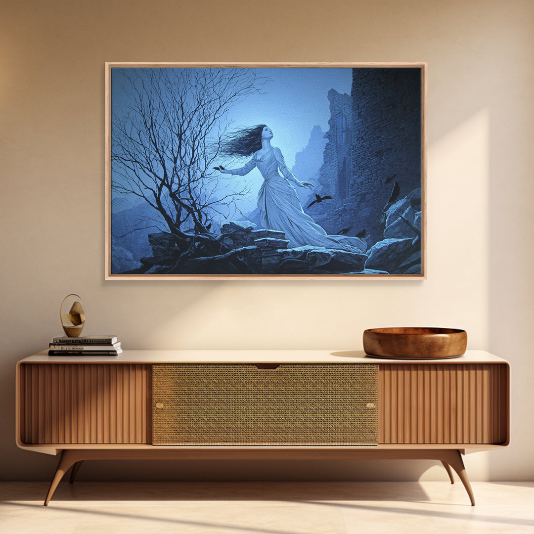 The Banshee Singer, Romantic Gothic Landscape, Landscape Wall Art, Dark Fantasy Wall Art, Canvas Print, Halloween Wall Art