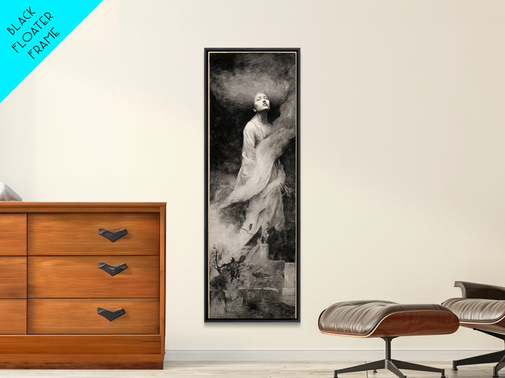 The Banshee Singer, Symbolist Dream Art, Tall Narrow Wall Art, Dark Halloween Decor, Canvas Print, Halloween Wall Art