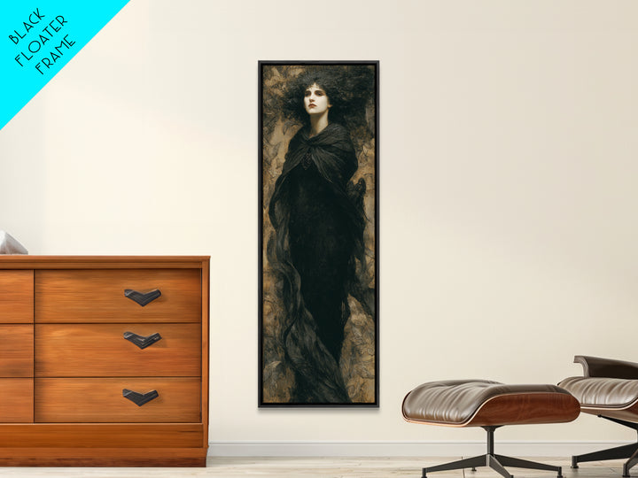 The Banshee Singer, Dark Symbolist Art, Tall Narrow Wall Art, Macabre Wall Art, Framed Canvas Print, Halloween Wall Art