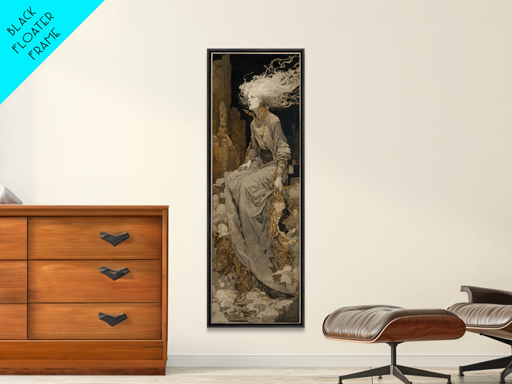 The Banshee Singer, Symbolist Etching Art, Tall Narrow Wall Art, Dark Fantasy Wall Art, Canvas Print, Halloween Wall Art