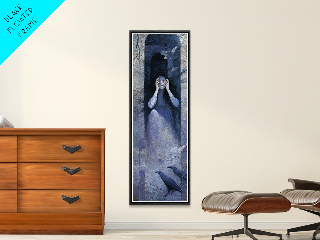 The Banshee Singer, Expressionist Gothic Art, Tall Narrow Wall Art, Gothic Horror Wall Art, Canvas Print, Halloween Wall Art