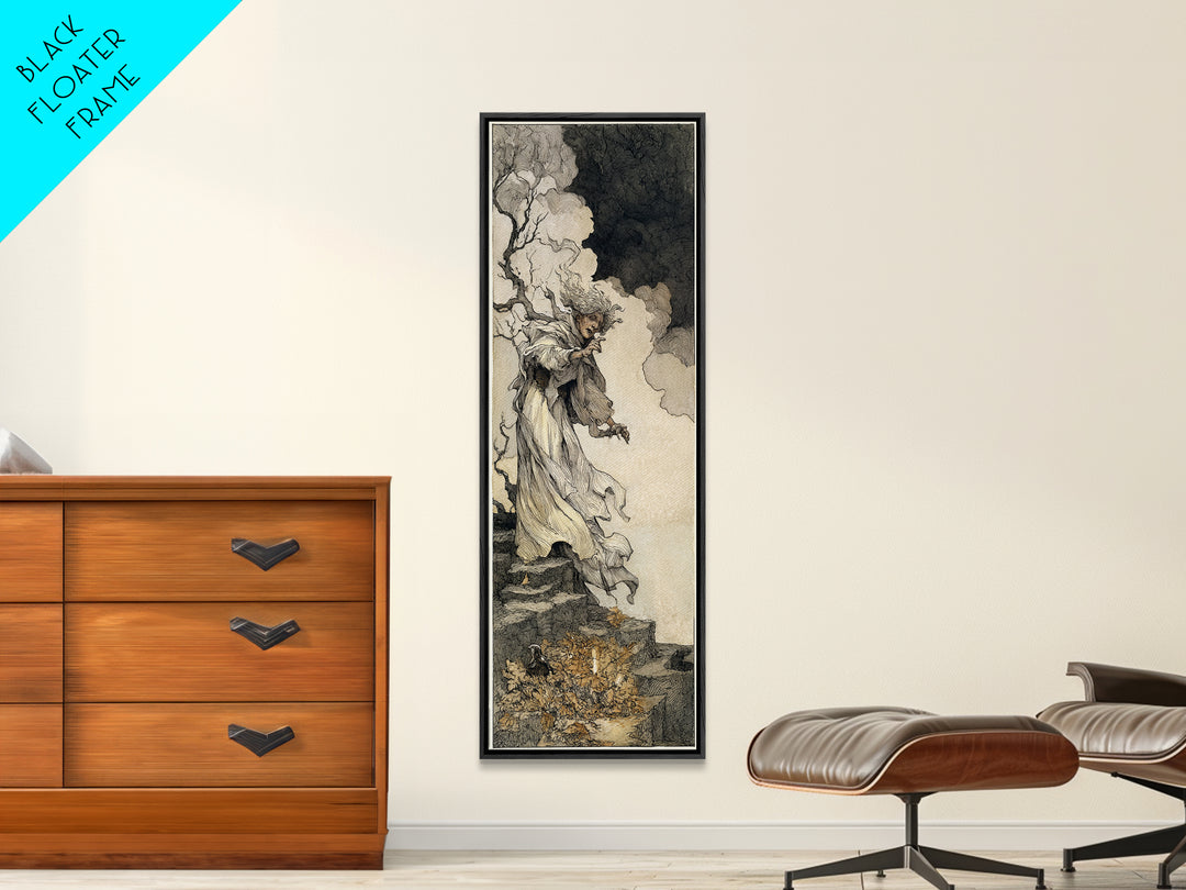 The Banshee Singer, Gothic Storybook Art, Tall Narrow Wall Art, Dark Fantasy Wall Art, Canvas Print, Halloween Wall Art