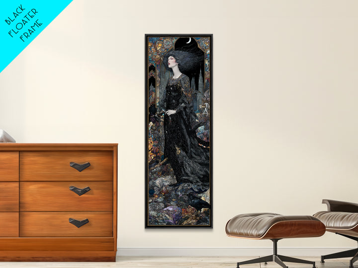 The Banshee Singer, Stained Glass Gothic Art, Tall Narrow Wall Art, Dark Halloween Decor, Framed Canvas Print, Halloween Wall Art