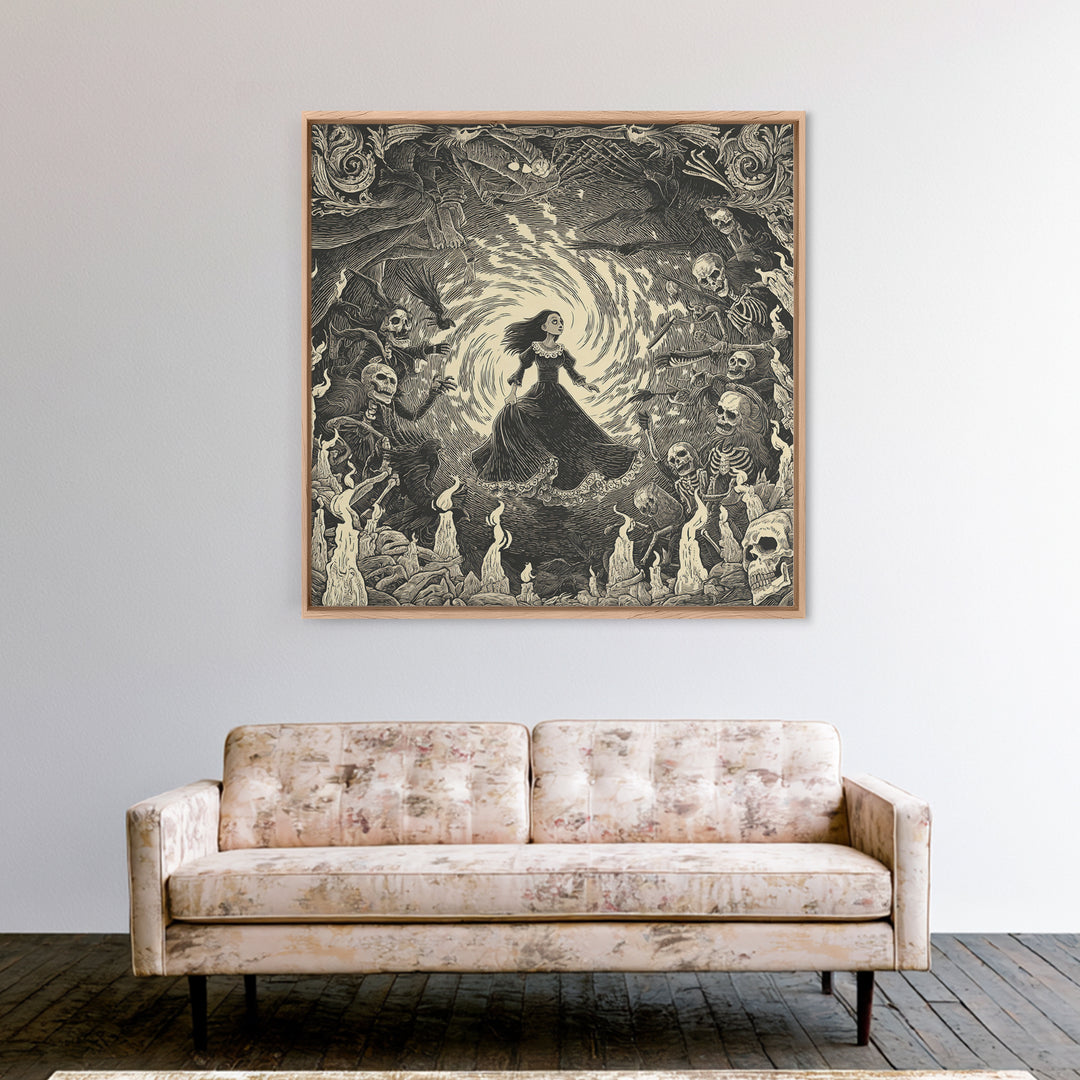 The Banshee Singer, Macabre Folk Print Art, Square Wall Art, Macabre Wall Art, Framed Canvas Print, Halloween Wall Art