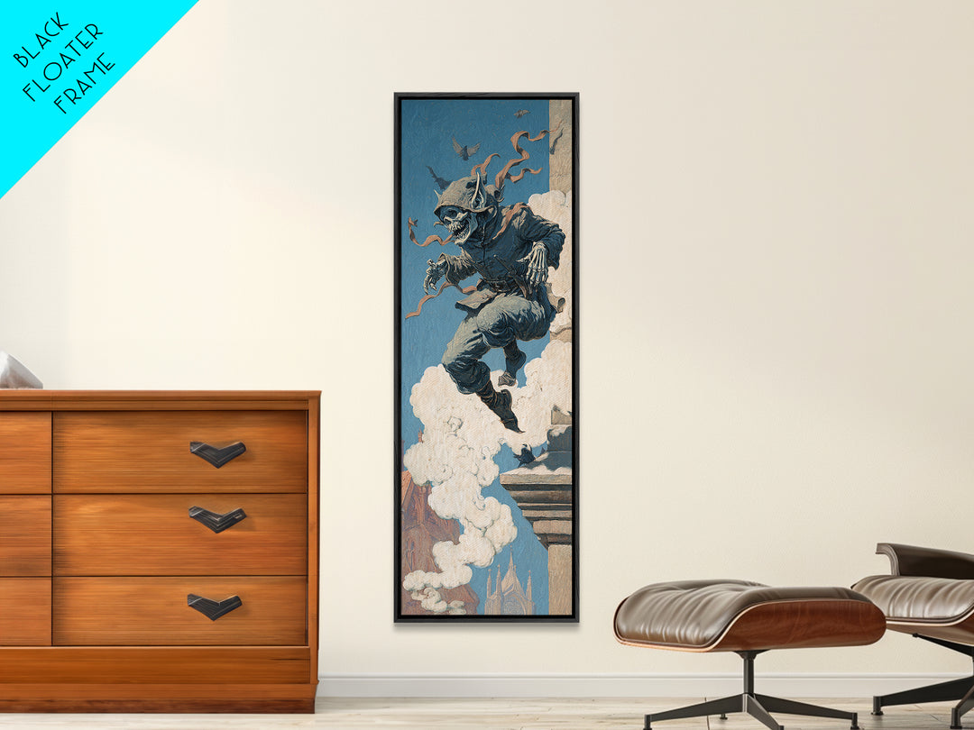 The Gargoyle Sentinel, Danse Macabre Art, Tall Narrow Wall Art, Dark Fantasy Wall Art, Canvas Print, Halloween Wall Art
