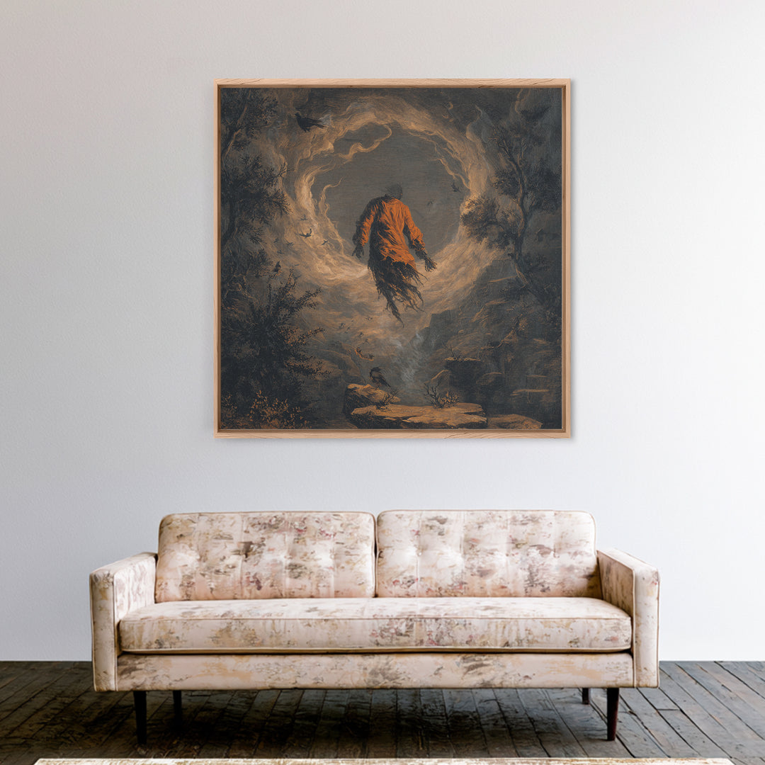 The Tattered Wraith, Baroque Witchcraft Art, Square Wall Art, Dark Halloween Decor, Canvas Print, Halloween Wall Art, Gothic Home Decor