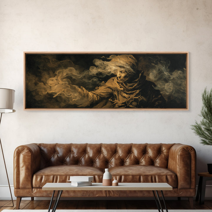 The Tattered Wraith, Dark Romantic Horror Art, Extra Wide Wall Art, Gothic Horror Wall Art, Canvas Print, Halloween Wall Art