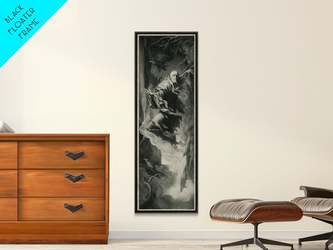 The Tattered Wraith, Gothic Nightmare Art, Tall Narrow Wall Art, Dark Halloween Decor, Framed Canvas Print, Halloween Wall Art