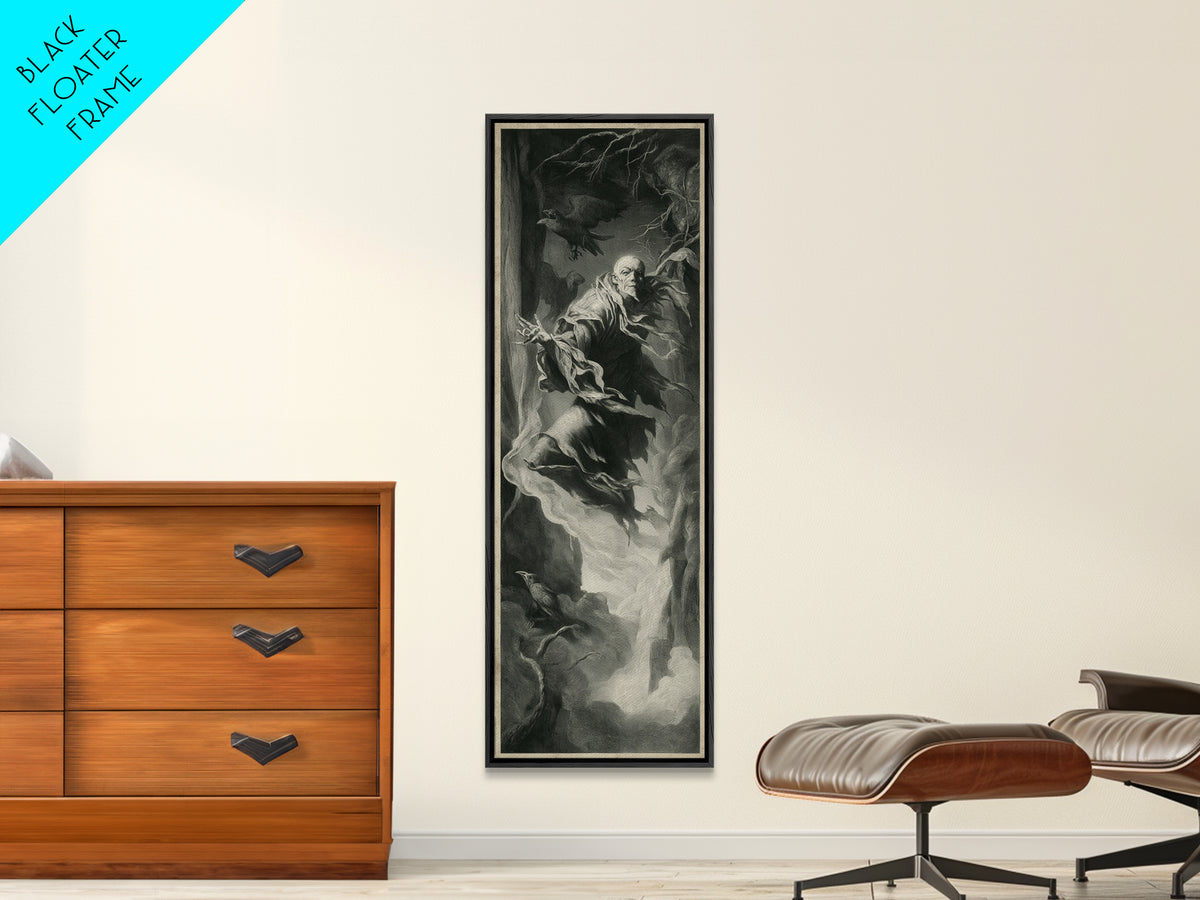 The Tattered Wraith, Gothic Nightmare Art, Tall Narrow Wall Art, Dark Halloween Decor, Framed Canvas Print, Halloween Wall Art